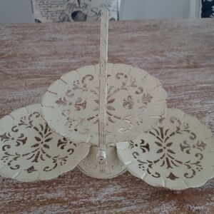 Vintage Cream Metal Tiered Tray
